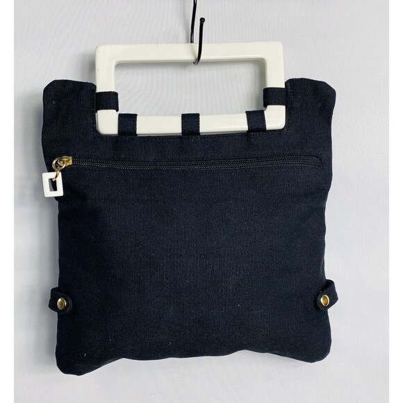 Old Navy Black Canvas  Clutch Tote Handbag Small - Picture 1 of 3